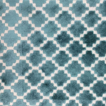 Arcade Turquoise - Velvet Upholstery Fabric