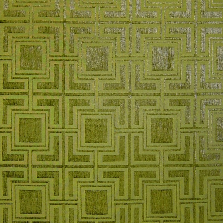 Klume Green Medium Green Modern Geometric Chenille Upholstery Fabric 