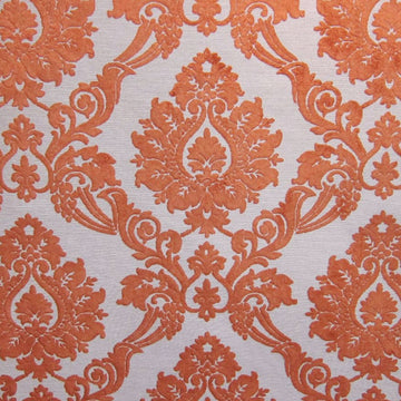 HHF Godiva Coral - Orange Cut Velvet Upholstery Fabric