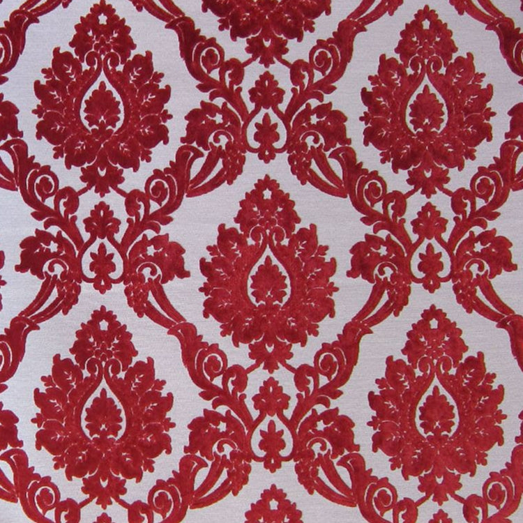 HHF Godiva Cranberry - Red Cut Velvet Upholstery Fabric