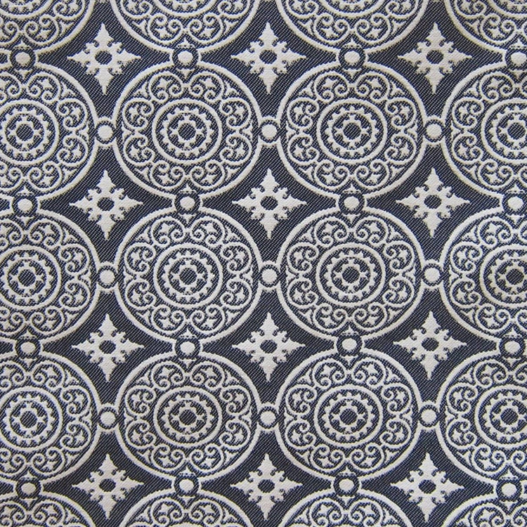 HHF Medallion Navy FRONT - Outdoor Upholstery Fabric