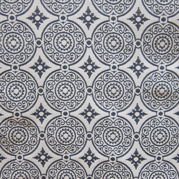 HHF Medallion Navy BACK - Outdoor Upholstery Fabric