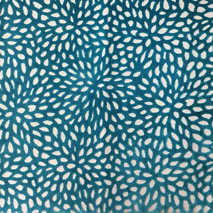 HHF Florecita Turquoise - Velvet Upholstery Fabric