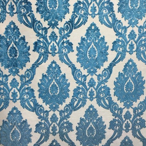 HHF Godiva Cerulean - Teal Cut Velvet Upholstery Fabric