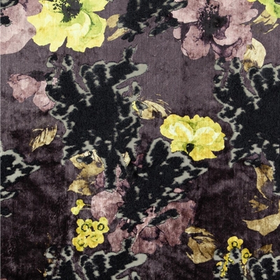 Haute House Fabric - Flora Eggplant - Velvet #5139