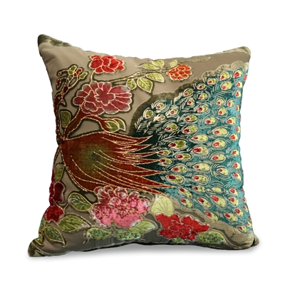 Peacock Sage Velvet Pillow