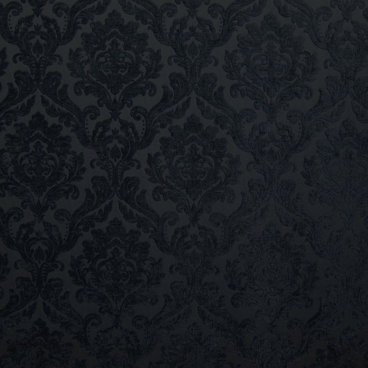 HHF Marcus Black polyester chenille damask upholstery fabric